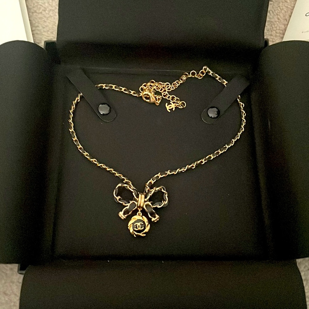 Chanel bow tie necklace